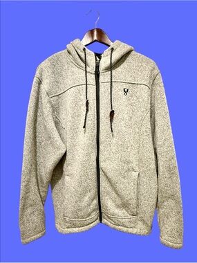 Jacket Stoic Men's Light Gray Hooded Zip Sweater Size M